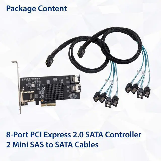 Alt view image 6 of 6 - Syba 8 Port SATA III Non-RAID PCI-e x4 Expansion Card Supports FreeNAS and ZFS RAID - Includes Mini SAS to SATA Breack Out Cables (SI-PEX40137)