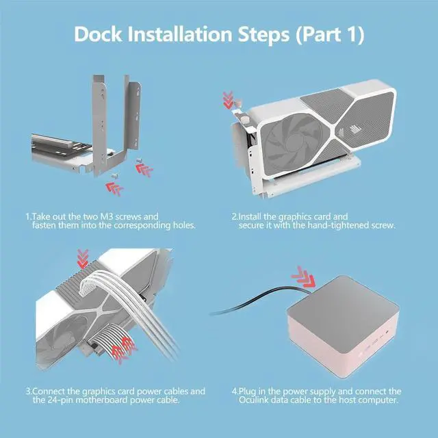 Alt view image 5 of 7 - PCIe 5.0 X16 to Oculink 4i GPU Expansion Dock 128G GEN4 High Speed Direct-Connect Dock-OC7 Kit Compatible with M.2 NVMe Docking Station GDP Laptop (+ Card TKM8,Dock-OC7) White