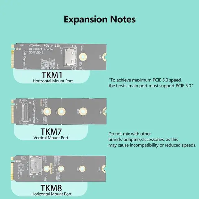 Alt view image 2 of 7 - PCIe 5.0 X16 to Oculink 4i GPU Expansion Dock 128G GEN4 High Speed Direct-Connect Dock-OC7 Kit Compatible with M.2 NVMe Docking Station GDP Laptop (+ Card TKM8,Dock-OC7) White