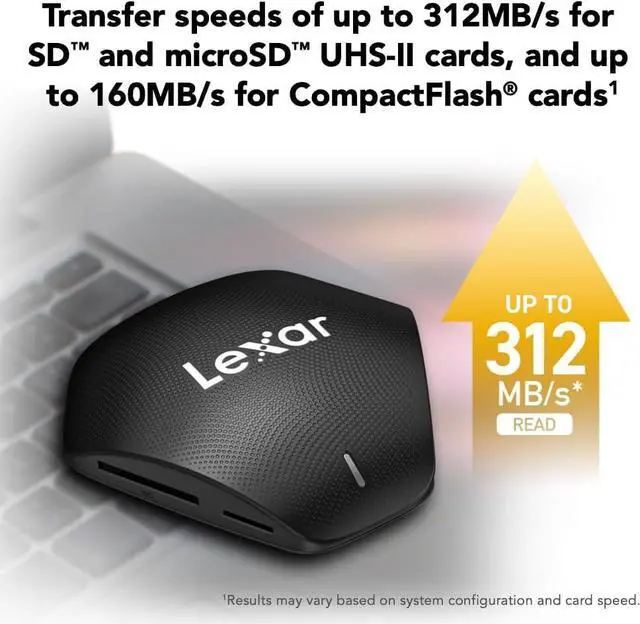 Alt view image 5 of 7 - Professional Multi-Card 3-in-1 USB 3.1 Reader, Supports SD, microSD and CF Cards (LRW500URBNA)