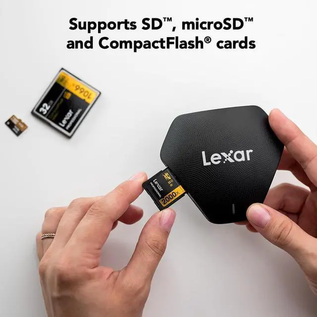 Alt view image 6 of 7 - Professional Multi-Card 3-in-1 USB 3.1 Reader, Supports SD, microSD and CF Cards (LRW500URBNA)