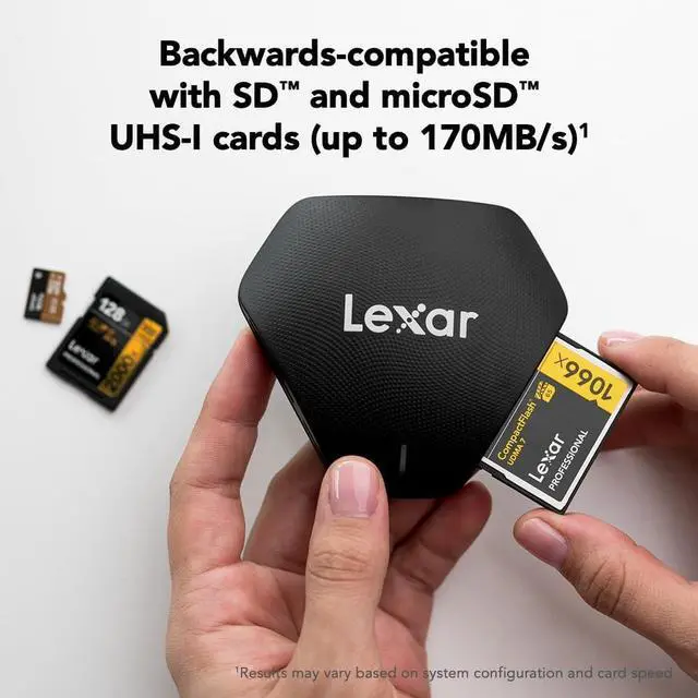 Alt view image 4 of 7 - Professional Multi-Card 3-in-1 USB 3.1 Reader, Supports SD, microSD and CF Cards (LRW500URBNA)