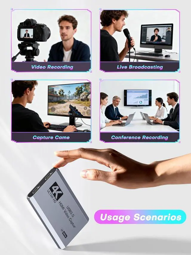 Alt view image 4 of 7 - Video Capture Card, USB 3.0 Capture Card 4K HDMI Loop-Out, 4K 60FPS/1080P 240FPS Video Game Capture for Works for PS5/Camera/PC/Streaming