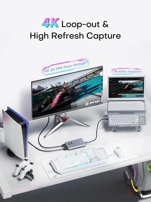 Alt view image 3 of 7 - Video Capture Card, USB 3.0 Capture Card 4K HDMI Loop-Out, 4K 60FPS/1080P 240FPS Video Game Capture for Works for PS5/Camera/PC/Streaming