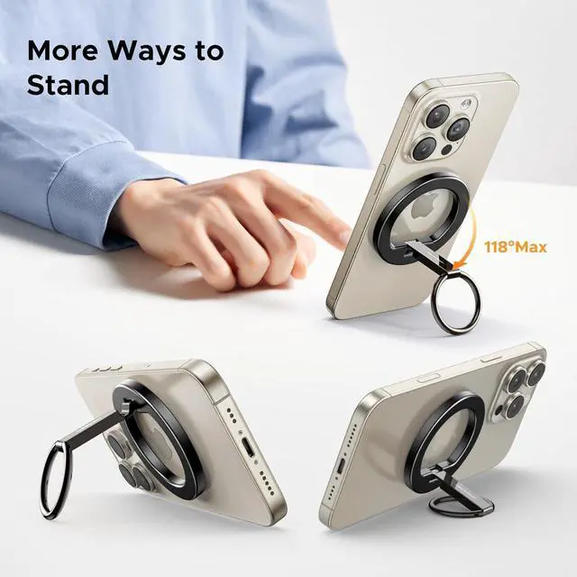 Alt view image 6 of 7 - Magnetic Phone Grip for MagSafe Phone Holder, Universal Strong Magnetic Ring Phone Stand Compatible with iPhone 17 Air 16 Pro 15 Pro Max 14 Plus 13 12, MagSafe Accessories