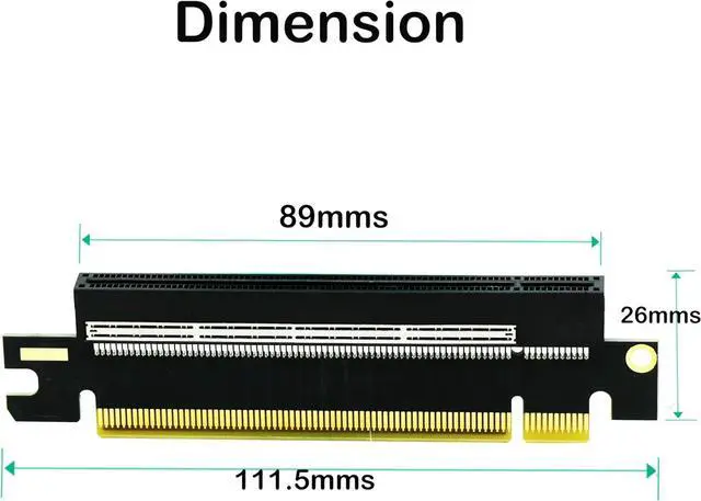 Alt view image 2 of 5 - PCIe 16x Riser Card,PCI-e Express 5.0 X16 Male to Female Extension Card for 2U Server Case GPU Graphics Card