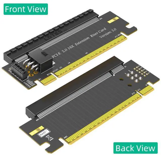 Alt view image 4 of 6 - PCIe 16x Riser Card,PCI-e Express 5.0 X16 Male to Female Extension Card With 6Pin ATX Connector for 2U Server Case GPU Graphics Card