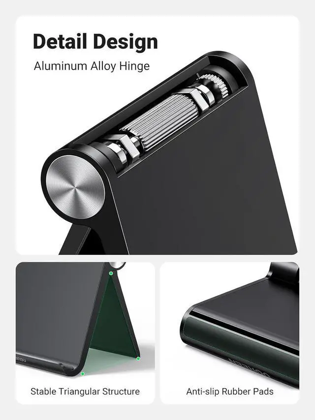 Alt view image 5 of 7 - Tablet Stand Holder Adjustable Portable Desktop Dock Office Compatible with iPad Pro 11 9.7 10.5 Air Mini 5 4 3 2 iPhone 17 16 15 14 13 12 Black