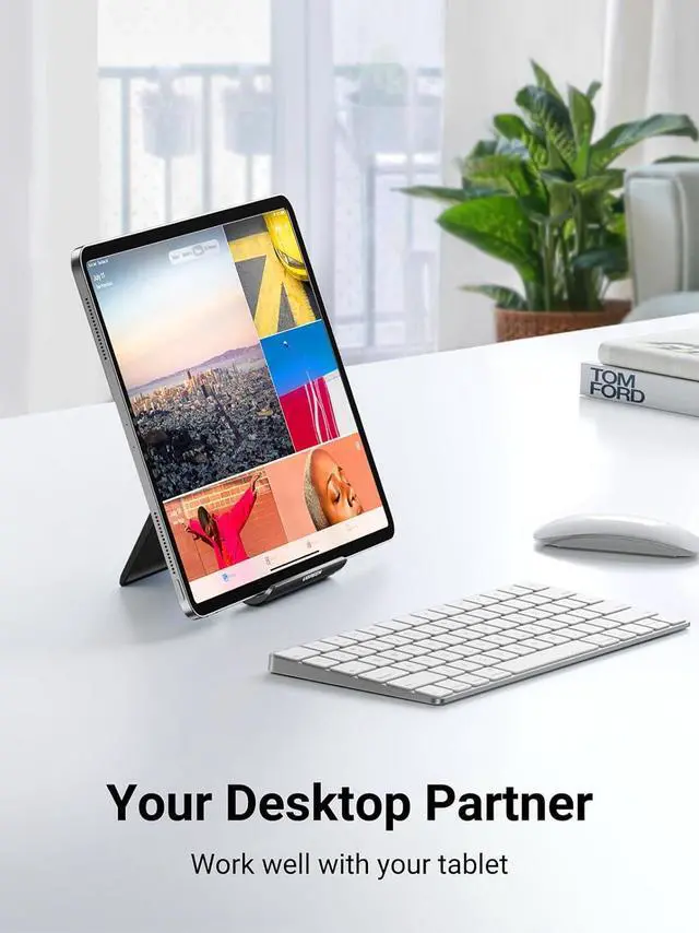 Alt view image 6 of 7 - Tablet Stand Holder Adjustable Portable Desktop Dock Office Compatible with iPad Pro 11 9.7 10.5 Air Mini 5 4 3 2 iPhone 17 16 15 14 13 12 Black