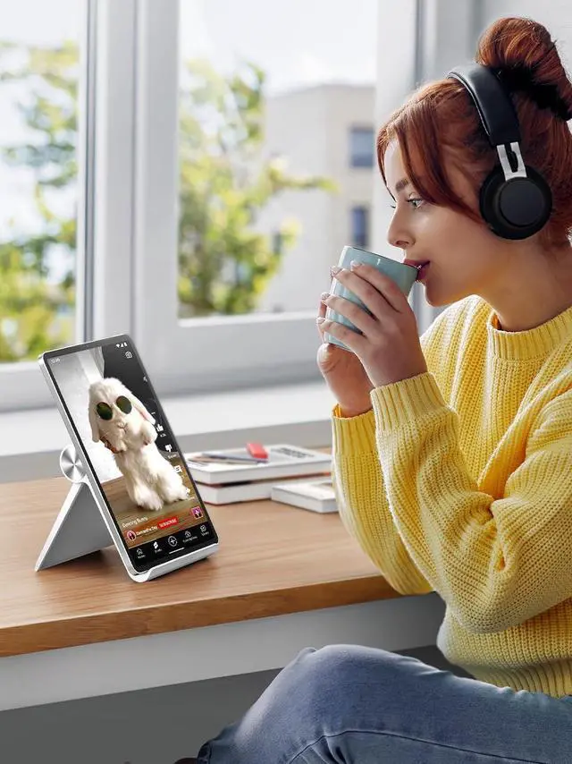 Alt view image 6 of 7 - Tablet Stand Holder Adjustable Portable Desktop Dock Office Compatible with iPad Pro 11 9.7 10.5 Air Mini 5 4 3 2 iPhone 17 16 15 14 13 12 White