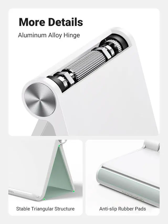 Alt view image 7 of 7 - Tablet Stand Holder Adjustable Portable Desktop Dock Office Compatible with iPad Pro 11 9.7 10.5 Air Mini 5 4 3 2 iPhone 17 16 15 14 13 12 White