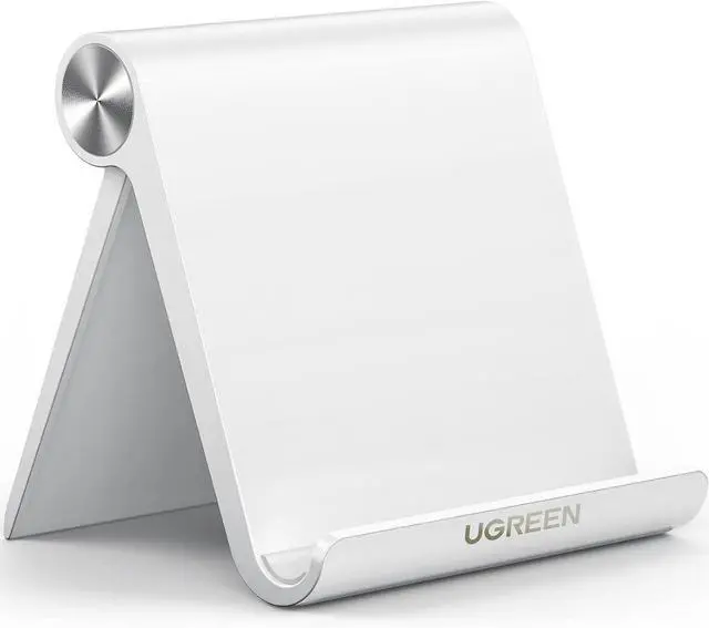 Alt view image 2 of 7 - Tablet Stand Holder Adjustable Portable Desktop Dock Office Compatible with iPad Pro 11 9.7 10.5 Air Mini 5 4 3 2 iPhone 17 16 15 14 13 12 White