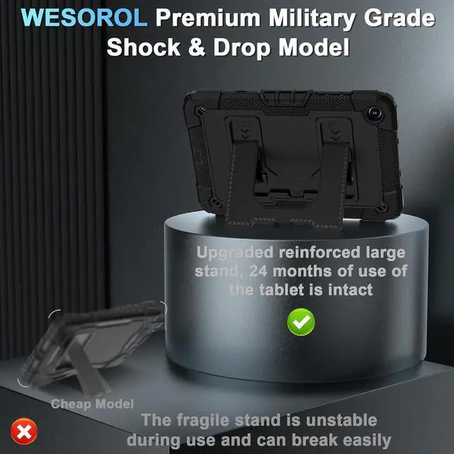 Alt view image 7 of 7 - for Galaxy Tab A11 Plus Case Sam-sung Galaxy Tab A11+/A9+ 11-Inch, Heavy Duty Military Grade Shockproof Cover for Sam-sung Galaxy Tab A11/A9 Plus Cases,Black