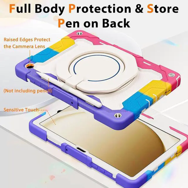 Alt view image 4 of 6 - Case for Sam-sung Galaxy Tab A11+ Plus/A9+ Plus 11 Inch 2025/2024 | Heavy Duty Military Drop Case-Kids Friendly with Shoulder Strap, 360 Kickstand & Handle