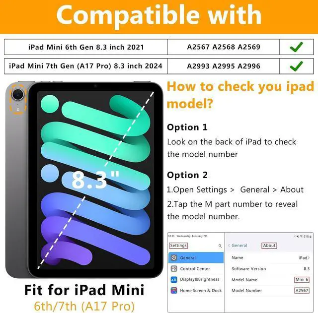 Alt view image 2 of 6 - Case for iPad mini 7 (A17 Pro) 2024/ Mini 6 8.3-Inch Kids Friendly | Drop-Proof Protection Cover with 360° Rotate Stand & Handle & Shoulder Strap & Pencil Holder