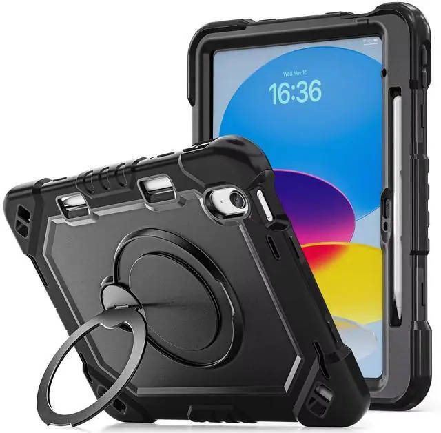 Alt view image 3 of 7 - Case for iPad (A16) 11th Generation 11 inch 2025/10th Generation 10.9 inch 2022, Shockproof Cover with 360° Rotate Handle/Bracket/Pen Holder/Shoulder Strap