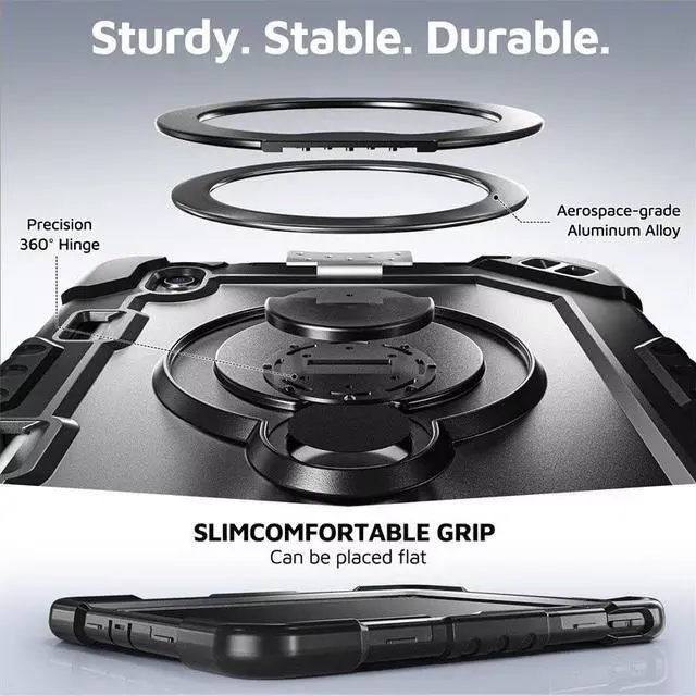 Alt view image 5 of 7 - Case for iPad (A16) 11th Generation 11 inch 2025/10th Generation 10.9 inch 2022, Shockproof Cover with 360° Rotate Handle/Bracket/Pen Holder/Shoulder Strap