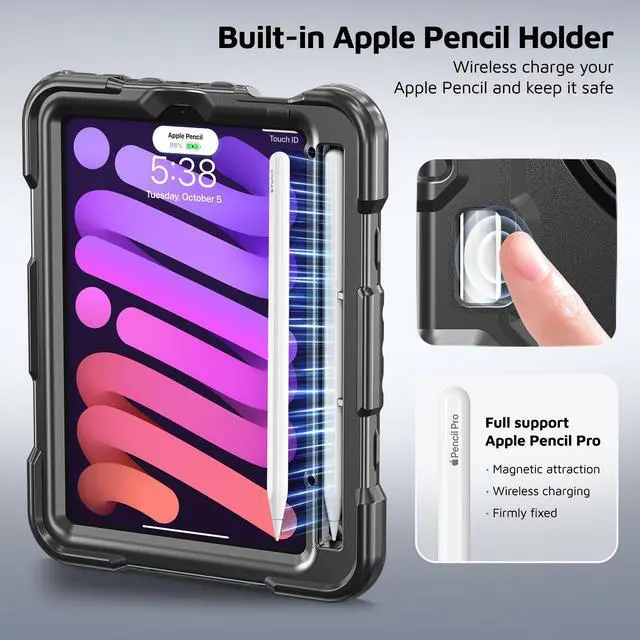 Alt view image 4 of 7 - Shockproof Case for iPad mini 7 (A17 Pro) 2024/ Mini6 2022, Black