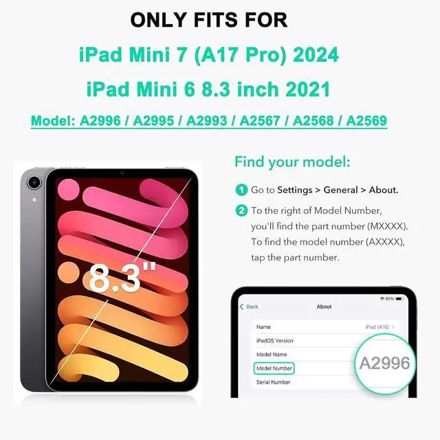 Alt view image 2 of 7 - Shockproof Case for iPad mini 7 (A17 Pro) 2024/ Mini6 2022, Black