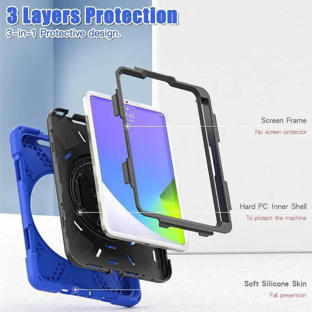 Alt view image 3 of 7 - Shockproof Case for iPad mini 7 (A17 Pro) 2024/ Mini6 2022, Black Blue