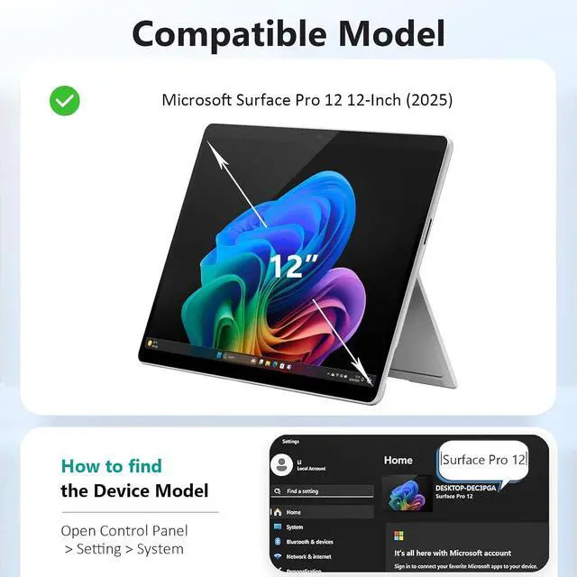 Alt view image 2 of 7 - Anti Blue Light Tempered Glass for Surface Pro 12 (2025)