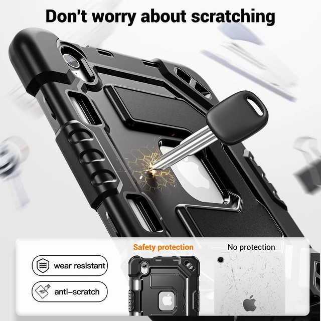 Alt view image 5 of 7 - Kid-Friendly Case for iPad mini 7th Generation A17 Pro/mini 6 8.3"
Fully-Body Rugged Heavy Duty Shockproof Cover, Built-in Kickstand, Landscape & Portrait Viewing, Pencil Holder, Black