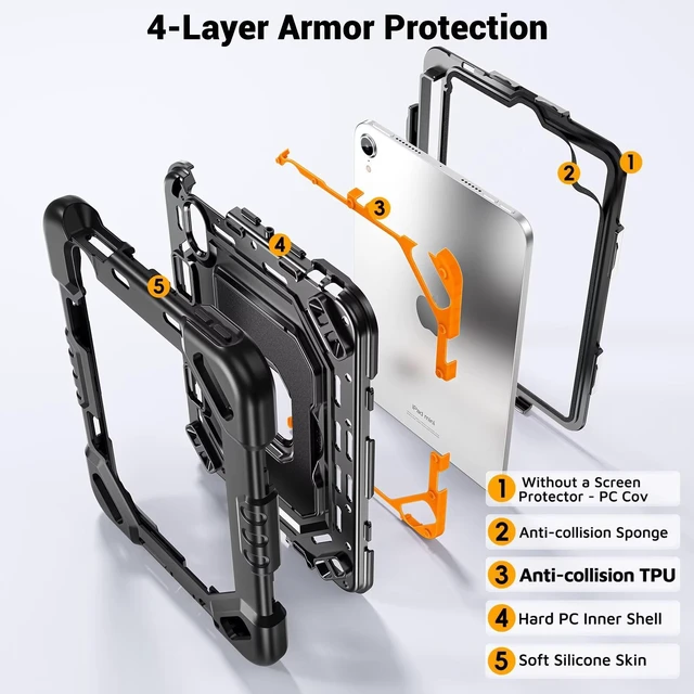 Alt view image 3 of 7 - Kid-Friendly Case for iPad mini 7th Generation A17 Pro/mini 6 8.3"
Fully-Body Rugged Heavy Duty Shockproof Cover, Built-in Kickstand, Landscape & Portrait Viewing, Pencil Holder, Black
