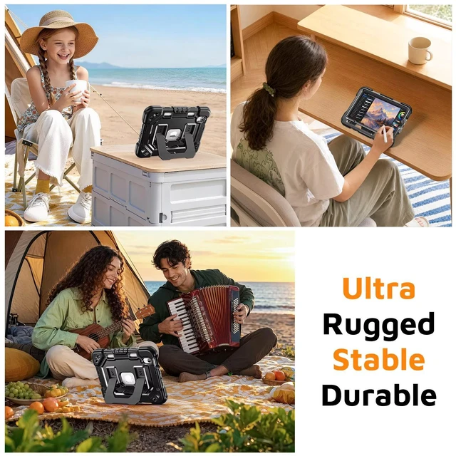 Alt view image 7 of 7 - Kid-Friendly Case for iPad mini 7th Generation A17 Pro/mini 6 8.3"
Fully-Body Rugged Heavy Duty Shockproof Cover, Built-in Kickstand, Landscape & Portrait Viewing, Pencil Holder, Black