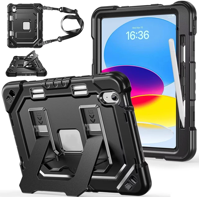 Main image of Case for iPad A16 11th Generation 11 Inch (2025)/10th Generation 10.9 Inch (2022), Dinines Rugged Heavy Duty Shockproof Protective iPad A16 Case with Kickstand, Shoulder Strap Pencil Holder,