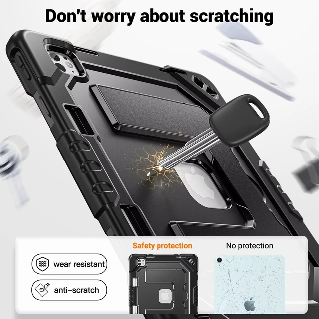 Alt view image 3 of 7 - Case for iPad Pro 13 Inch M5 / M4 (2025/2024), Black
Heavy Duty Shockproof Protective, Hand/Shoulder Strap and Pen Holder, one stand dual models