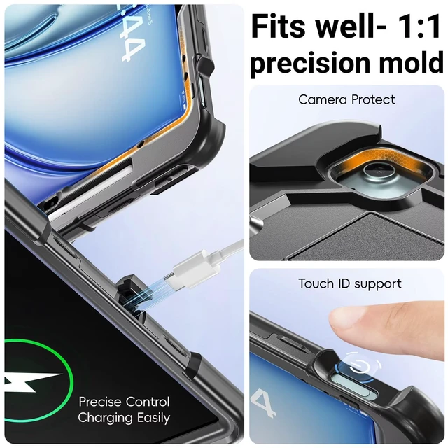 Alt view image 4 of 7 - Case for iPad Air 13 Inch Case M4 2026/M3 2025/ M2 2024, iPad Air 13" (M4/M3/M2) / iPad Pro 12.9" 6th/5th/4t Fully-Body Rugged Shockproof Cases with Large Kickstand Pen Holder Shoulder Strap