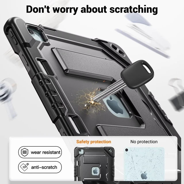 Alt view image 3 of 7 - Case for iPad Air 13 Inch Case M4 2026/M3 2025/ M2 2024, iPad Air 13" (M4/M3/M2) / iPad Pro 12.9" 6th/5th/4t Fully-Body Rugged Shockproof Cases with Large Kickstand Pen Holder Shoulder Strap