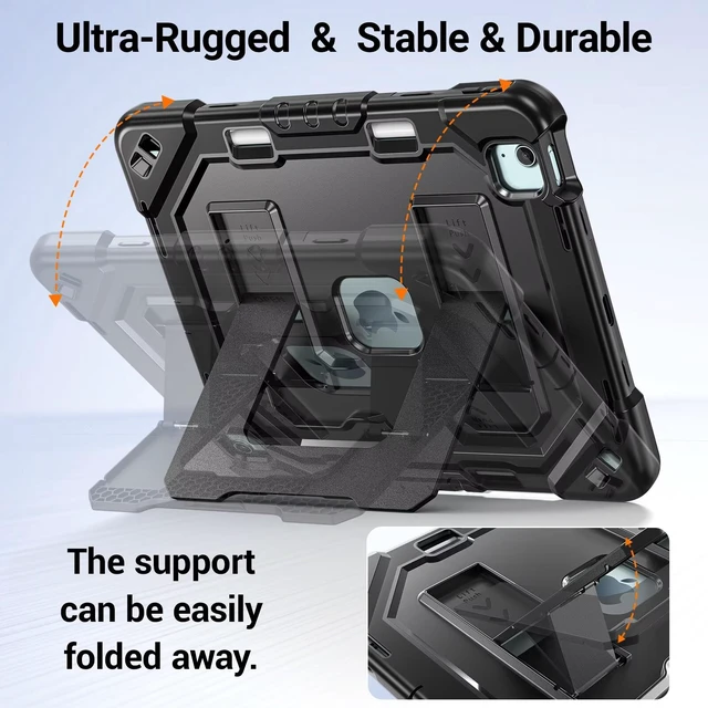 Alt view image 6 of 7 - Case for iPad Air 13 Inch Case M4 2026/M3 2025/ M2 2024, iPad Air 13" (M4/M3/M2) / iPad Pro 12.9" 6th/5th/4t Fully-Body Rugged Shockproof Cases with Large Kickstand Pen Holder Shoulder Strap