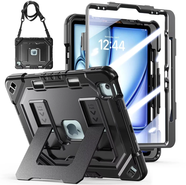 Main image of Case for iPad Air 13 Inch Case M4 2026/M3 2025/ M2 2024, iPad Air 13" (M4/M3/M2) / iPad Pro 12.9" 6th/5th/4t Fully-Body Rugged Shockproof Cases with Large Kickstand Pen Holder Shoulder Strap