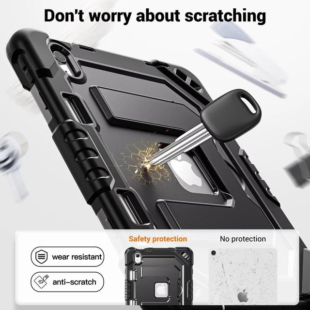 Alt view image 3 of 7 - Case for iPad A16 11th Generation 11 Inch (2025) iPad 10th Generation 10.9 Inch (2022),i Pad A16 Case Military Grade Shockproof Cases with Pencil Holder Shoulder Strap,Black