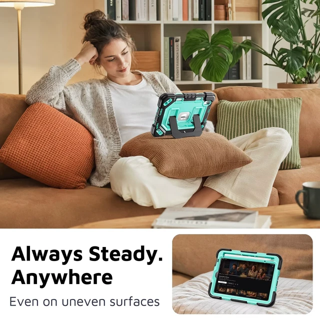 Alt view image 6 of 6 - Kid-Friendly Case for iPad mini 7th Generation A17 Pro/mini 6 8.3"
Fully-Body Rugged Heavy Duty Shockproof Cover, Built-in Kickstand, Landscape & Portrait Viewing, Pencil Holder, Black Green black