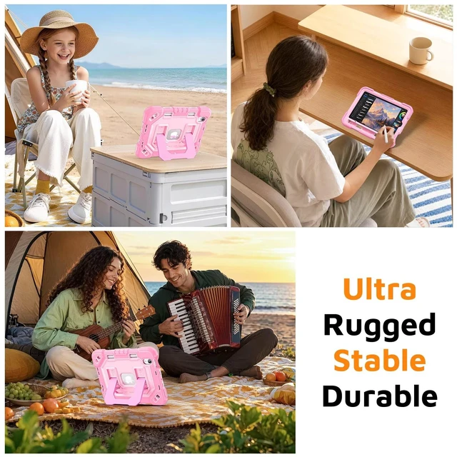 Alt view image 4 of 4 - Kid-Friendly Case for iPad mini 7th Generation A17 Pro/mini 6 8.3"
Fully-Body Rugged Heavy Duty Shockproof Cover, Built-in Kickstand, Landscape & Portrait Viewing, Pencil Holder, Rose