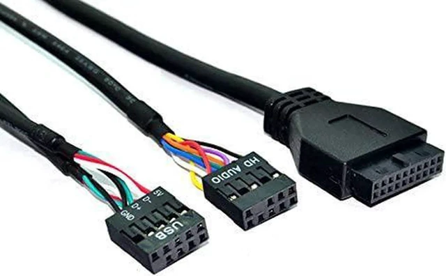 Alt view image 3 of 5 - 3.5 9Pin to 2 USB 2.0 Hub Front Panel with HD Audio Mic Interface for PC Desktop 3.5Inch Floppy Disk Bay Expansion