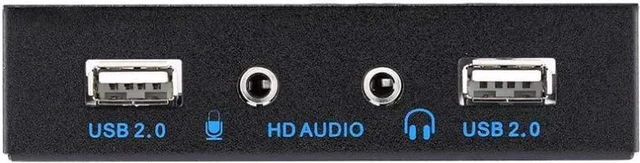 Alt view image 4 of 5 - 3.5 9Pin to 2 USB 2.0 Hub Front Panel with HD Audio Mic Interface for PC Desktop 3.5Inch Floppy Disk Bay Expansion