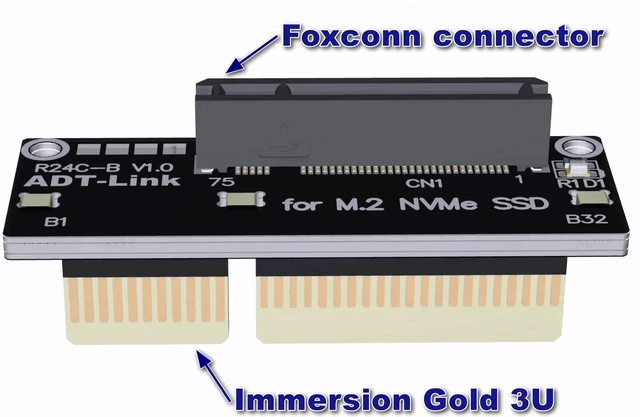 Alt view image 3 of 5 - ADT-Link PCIe 5.0 x4 to M.2 NVMe SSD Adapter