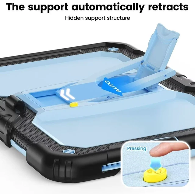 Alt view image 5 of 7 - Case for iPad (A16) 11th/10th Generation 11''/10.9'' 2025/2022, Full-Body Drop Protection Case with Screen Protector Foldable Kickstand/Stand, Black and Blue
