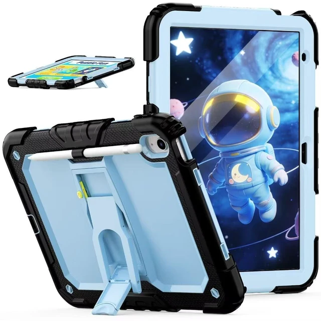 Main image of Case for iPad (A16) 11th/10th Generation 11''/10.9'' 2025/2022, Full-Body Drop Protection Case with Screen Protector Foldable Kickstand/Stand, Black and Blue