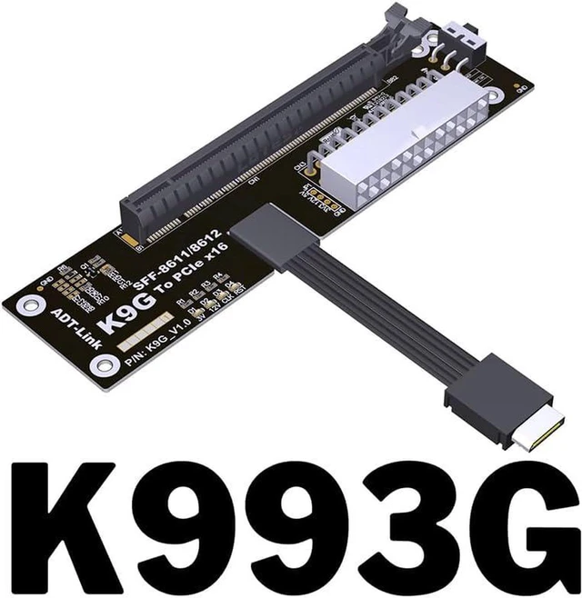 Alt view image 3 of 7 - ADT-K993G-BK7 PCIE 5.0 X4 / M.2 NVMe to OCuLink SFF-8611 External Dock Adapter Compatible with NUC STX ITX Motherboard Mini PC (K993G-BK7-F4Q-50cm)
