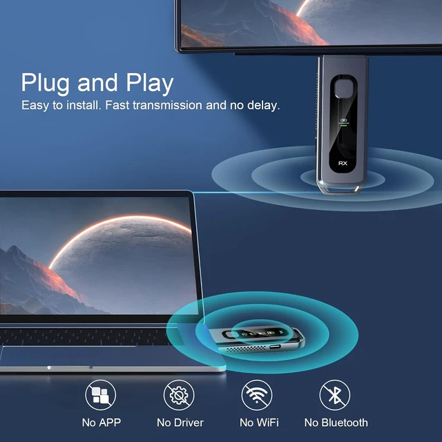 Alt view image 6 of 7 - Wireless HDMI Transmitter and Receiver, HDMI Extender 4K Decode 1080P, LCD Display, Plug&Play, 2.4G&5G for Streaming Video and Audio to Monitor from PC/Projector/TV Box