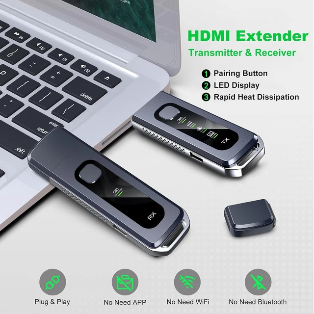 Alt view image 4 of 7 - Wireless HDMI Transmitter and Receiver, HDMI Extender 4K Decode 1080P, LCD Display, Plug&Play, 2.4G&5G for Streaming Video and Audio to Monitor from PC/Projector/TV Box