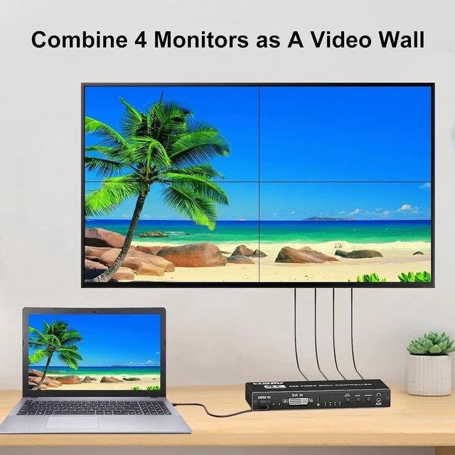 Alt view image 2 of 7 - 4K HDMl Video Wall Controller 2x2, 180° Rotate Video Wall Processor with IR Remote, 8 Splicing Modes 1x1 1x2 1x3 1x4 2x1 3x1 4x1, Combine 4 Screens into 1 Wall Display