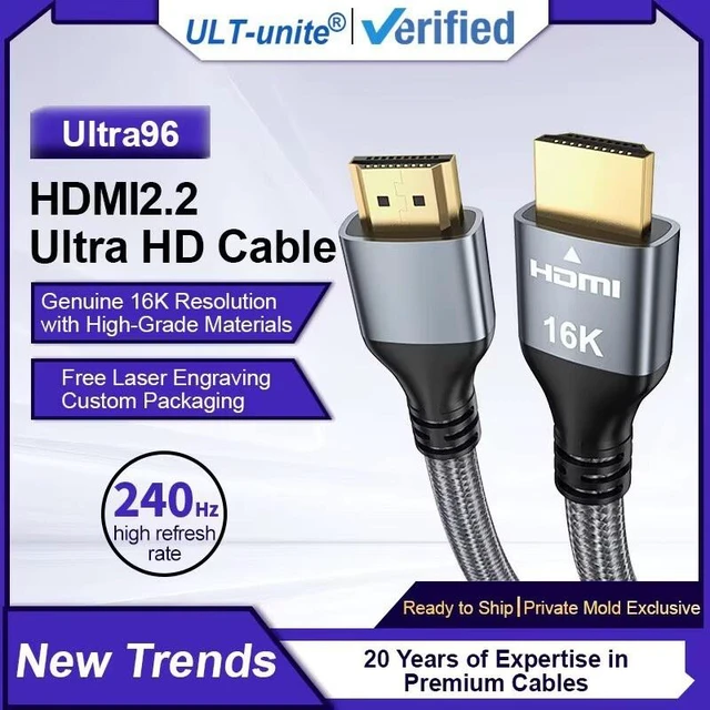 Alt view image 5 of 7 - 16K HDMI 2.2 Cable ultra96, 8K@240Hz Ultra High Speed HDMI Cord,Cable length is 10ft, 3M