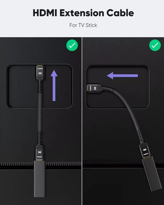 Alt view image 4 of 5 - 8K 4K HDMI Extender Cable, Short HDMI Extension Cable 2.1 4K@30Hz/ 60Hz/ 120Hz, Ultra high Speed HDMI Adapter Male to Female Compatible with PS5 Roku Stick Blu Ray Player HDTV Laptop 1FT