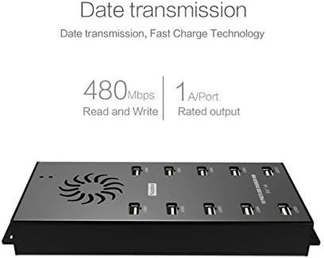 Alt view image 2 of 7 - A-400 10-Port USB 2.0 Charge & Sync Hub, 120W, 2.1A/Port | 10 USB 2.0 ports with 120W power and up to 2.1A per port for charging cabinets, classrooms and device management.