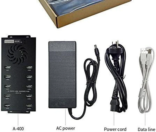 Alt view image 6 of 7 - A-400 10-Port USB 2.0 Charge & Sync Hub, 120W, 2.1A/Port | 10 USB 2.0 ports with 120W power and up to 2.1A per port for charging cabinets, classrooms and device management.